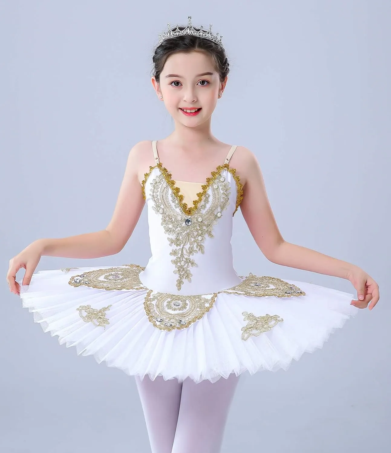 ZX Girl's Ballet Swan Lake Tutu Costume Professional Camisole Skirted Leotard Ballerina Dancewear Fairy Princess Dress