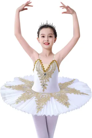 ZX Girl's Ballet Swan Lake Tutu Costume Professional Camisole Skirted Leotard Ballerina Dancewear Fairy Princess Dress