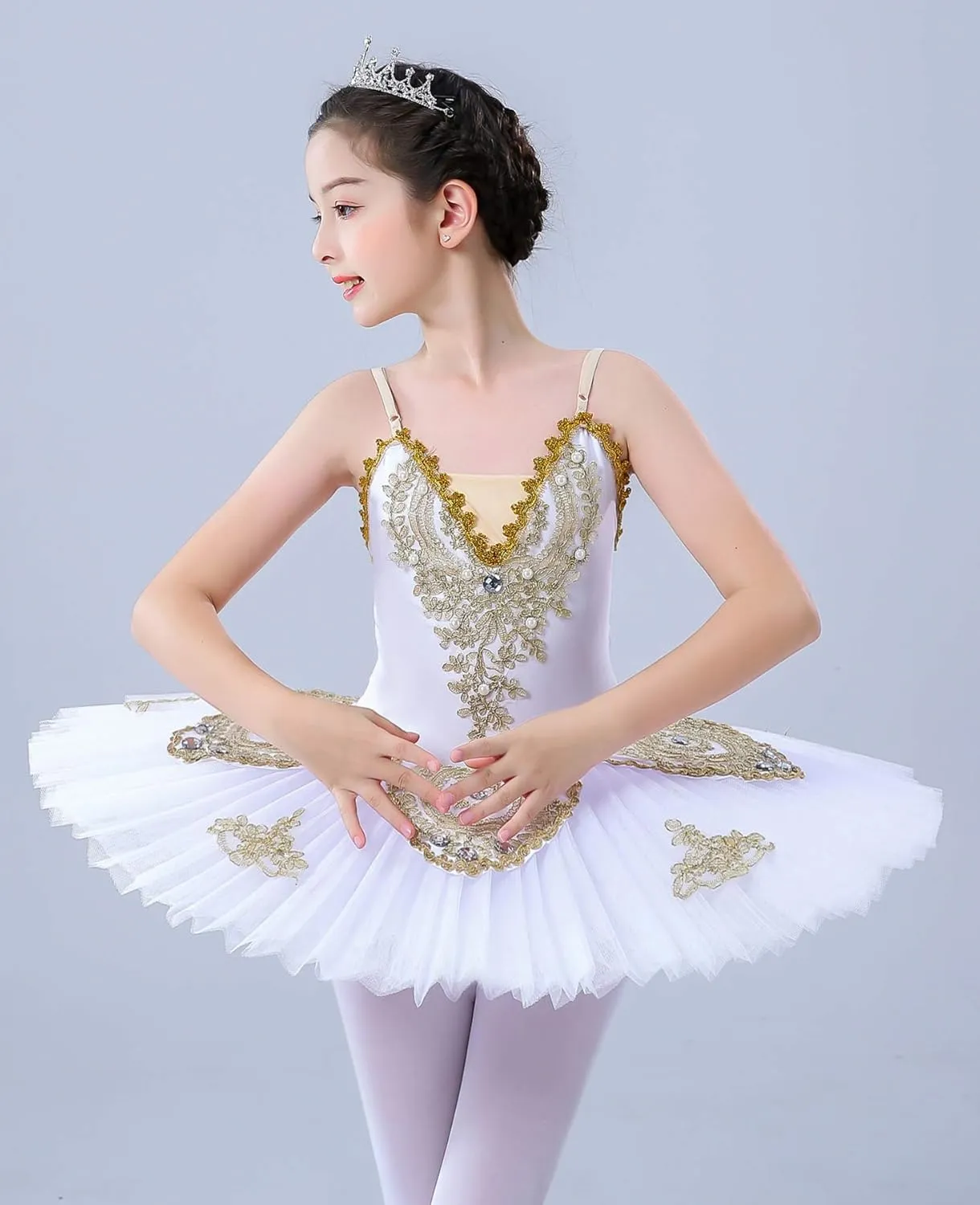 ZX Girl's Ballet Swan Lake Tutu Costume Professional Camisole Skirted Leotard Ballerina Dancewear Fairy Princess Dress
