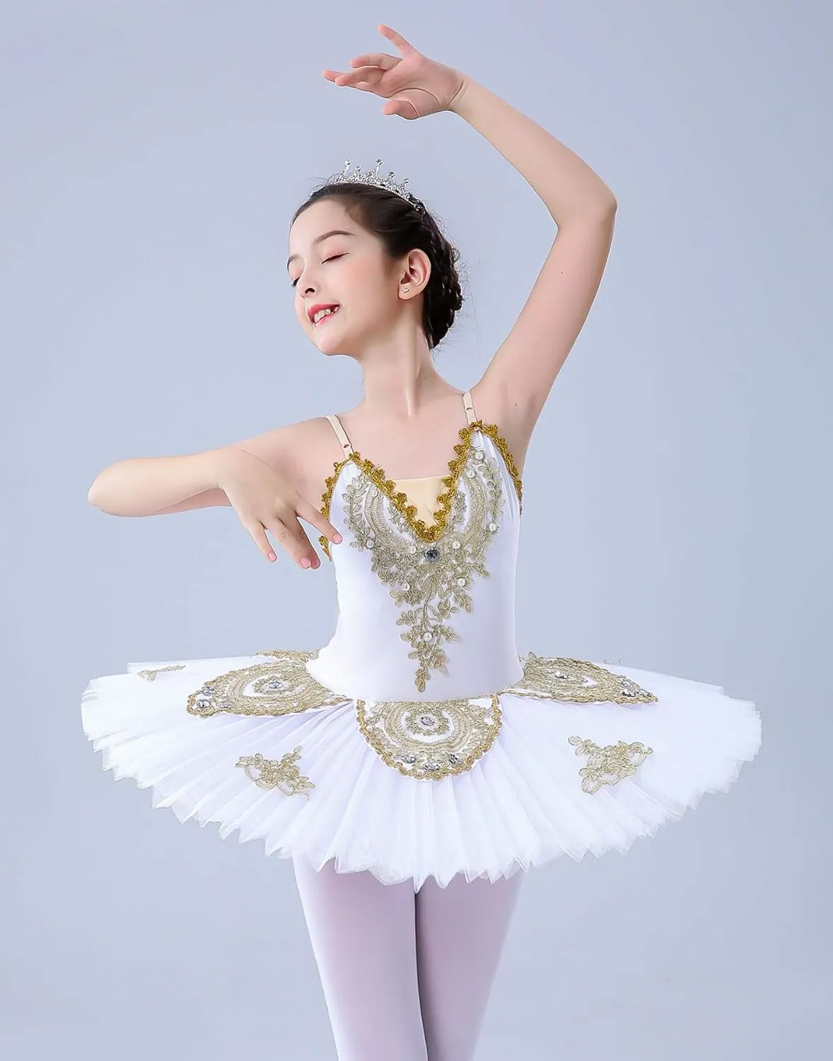 ZX Girl's Ballet Swan Lake Tutu Costume Professional Camisole Skirted Leotard Ballerina Dancewear Fairy Princess Dress