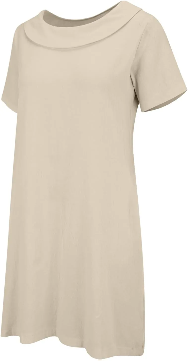 ZYXTIM Linen Dresses for Women 2025 Short Sleeve Lightweight Casual Summer Dress Plus Size Loose Boho Beach Going Out Outfits