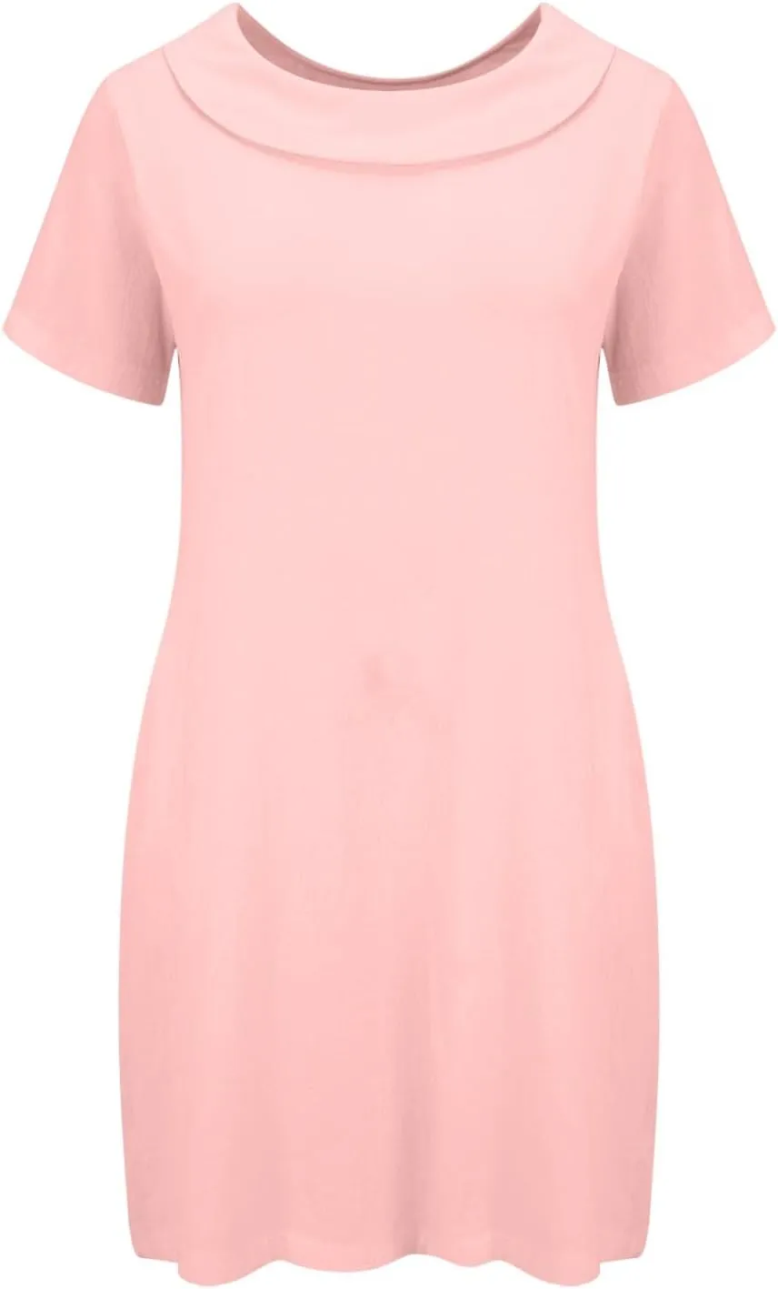 ZYXTIM Linen Dresses for Women 2025 Short Sleeve Lightweight Casual Summer Dress Plus Size Loose Boho Beach Going Out Outfits